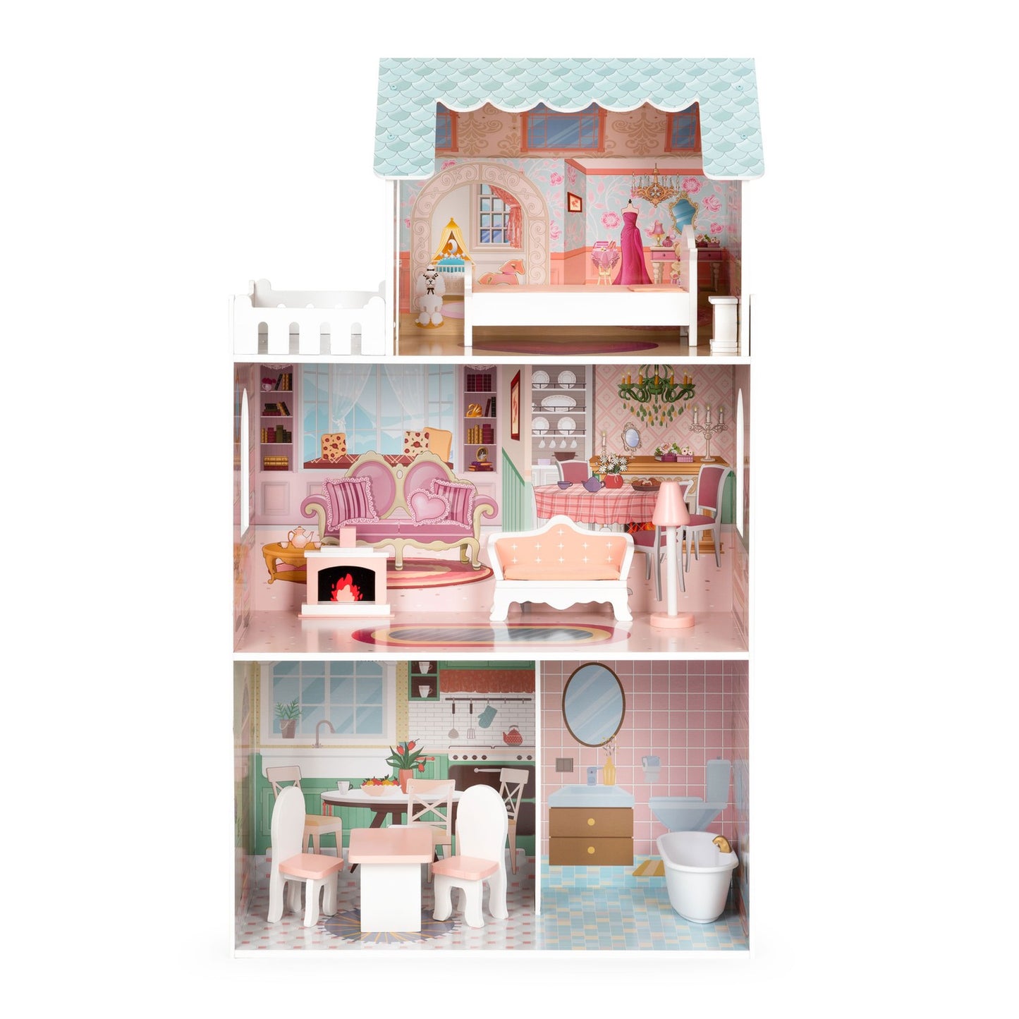 Large Barbie dollhouse with a set of furniture ECOTOYS