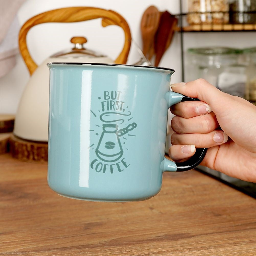 Large Blue Ceramic Mug - 700 ml, Microwave safe