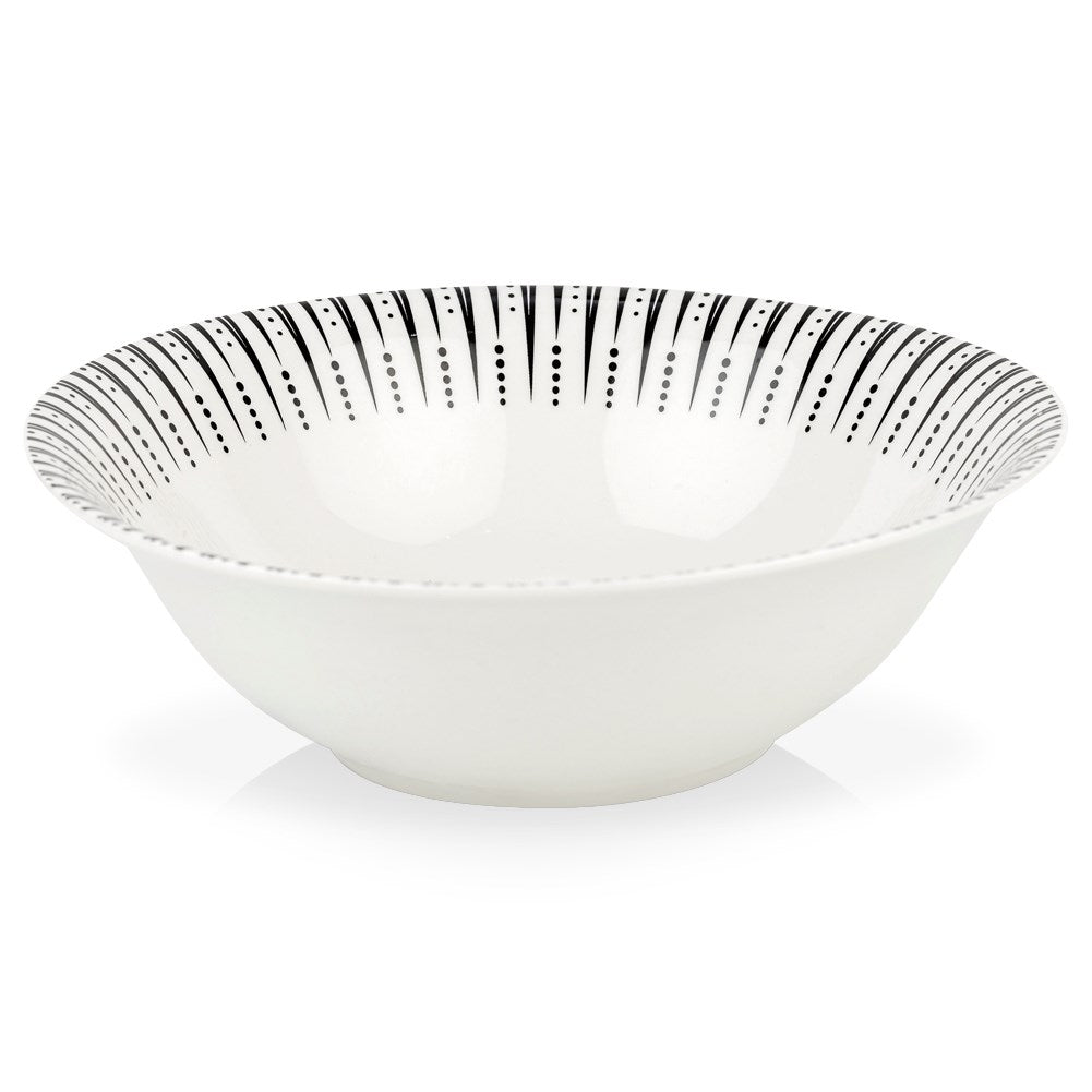 Large Bowl 1.4L in White Porcelain with Black Design