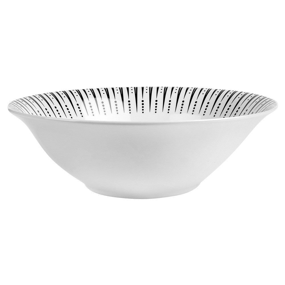 Large Bowl 1.4L in White Porcelain with Black Design