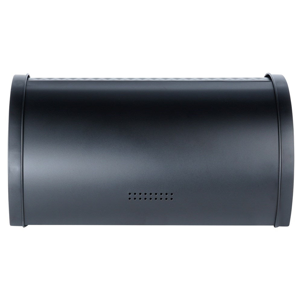 Large Bread Box in Black Metal with Gold Handle
