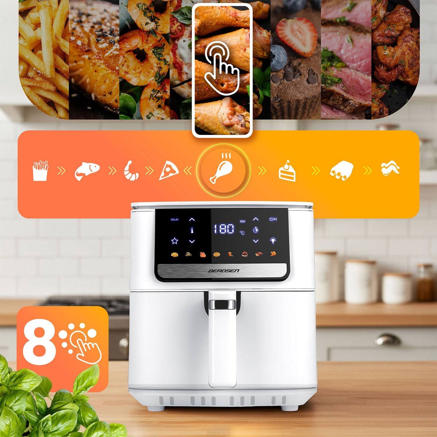 Large Capacity Air Fryer, 1700W, 6.5L, Touchscreen