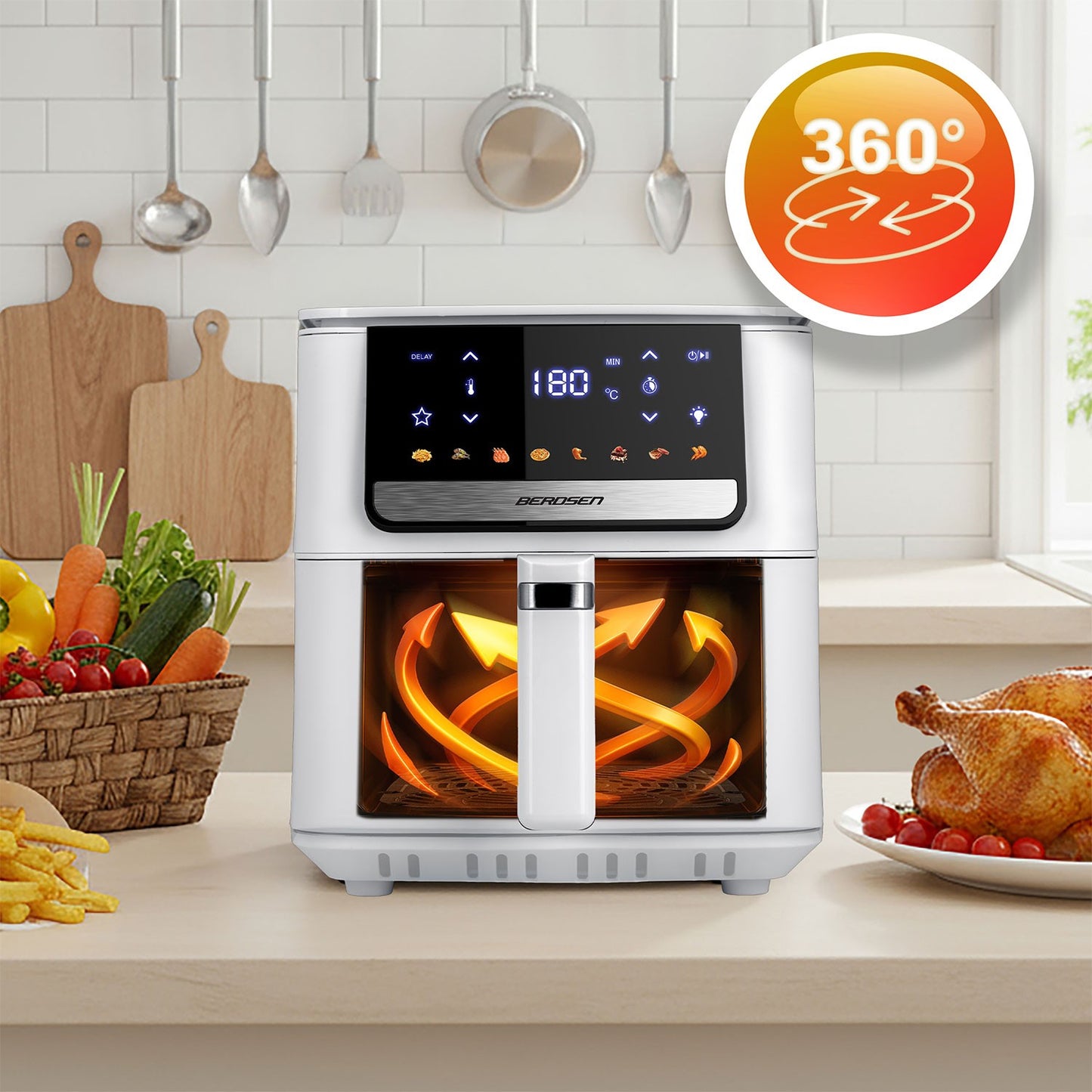 Large Capacity Air Fryer, 1700W, 6.5L, Touchscreen