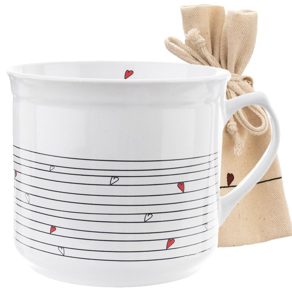 Large Ceramic Cup with Tea/Herb Bag and Flat Bottom