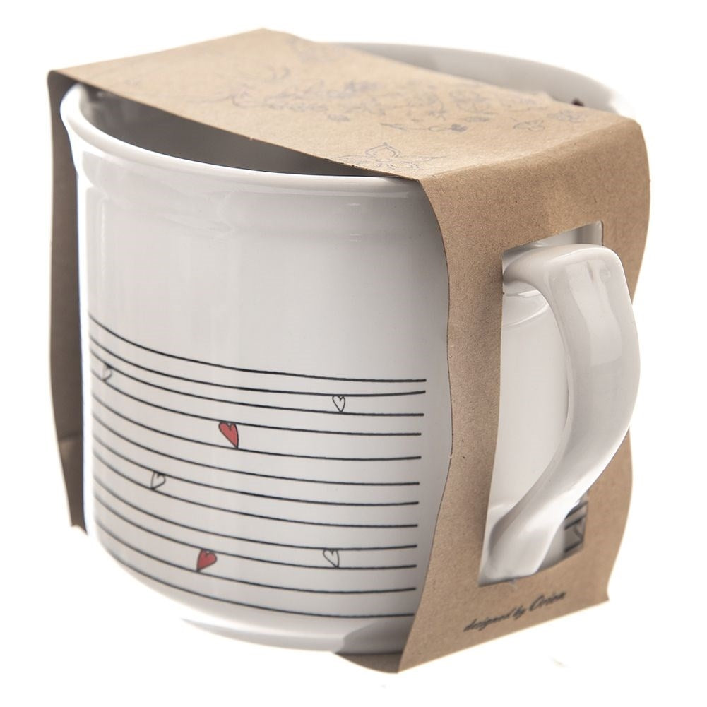 Large Ceramic Cup with Tea/Herb Bag and Flat Bottom