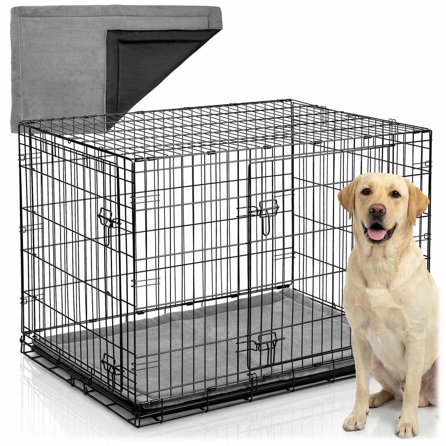 Large Dog Crate with Bed, Metal, 107 x 71 x 77 cm