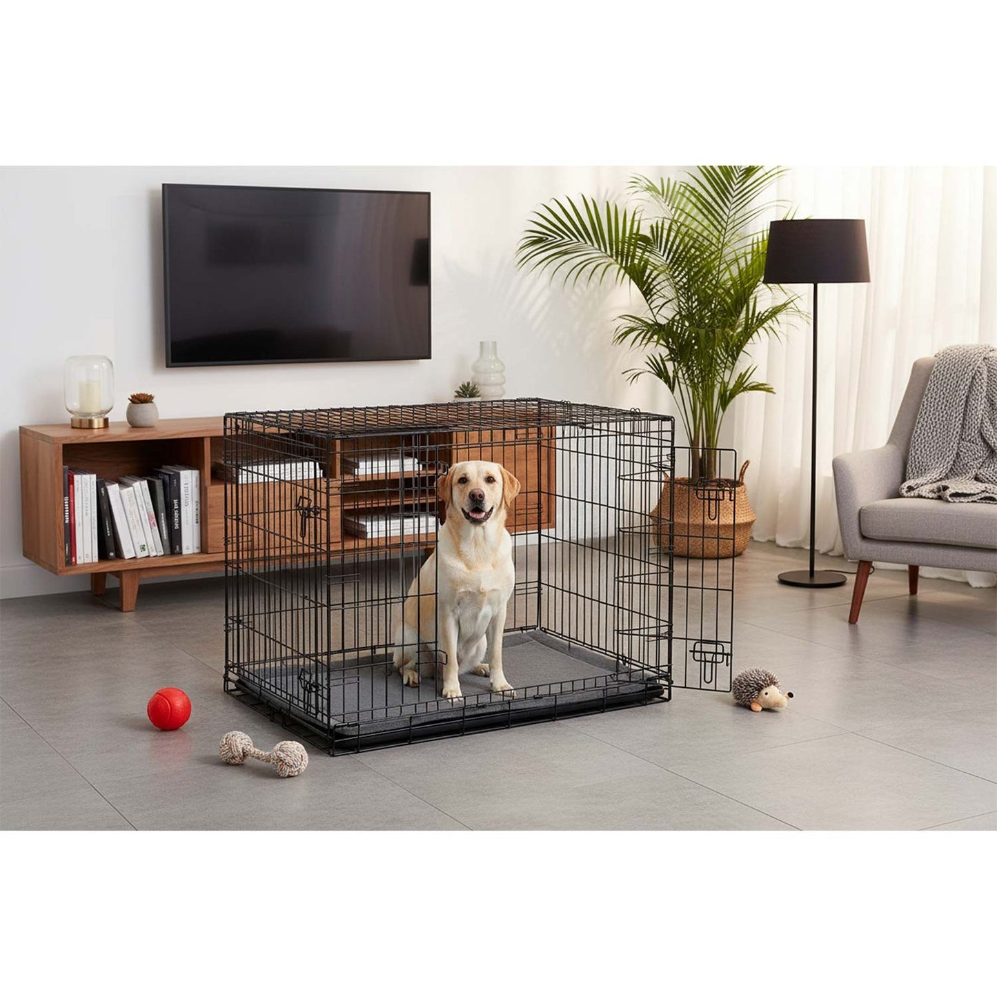 Large Dog Crate with Bed, Metal, 107 x 71 x 77 cm