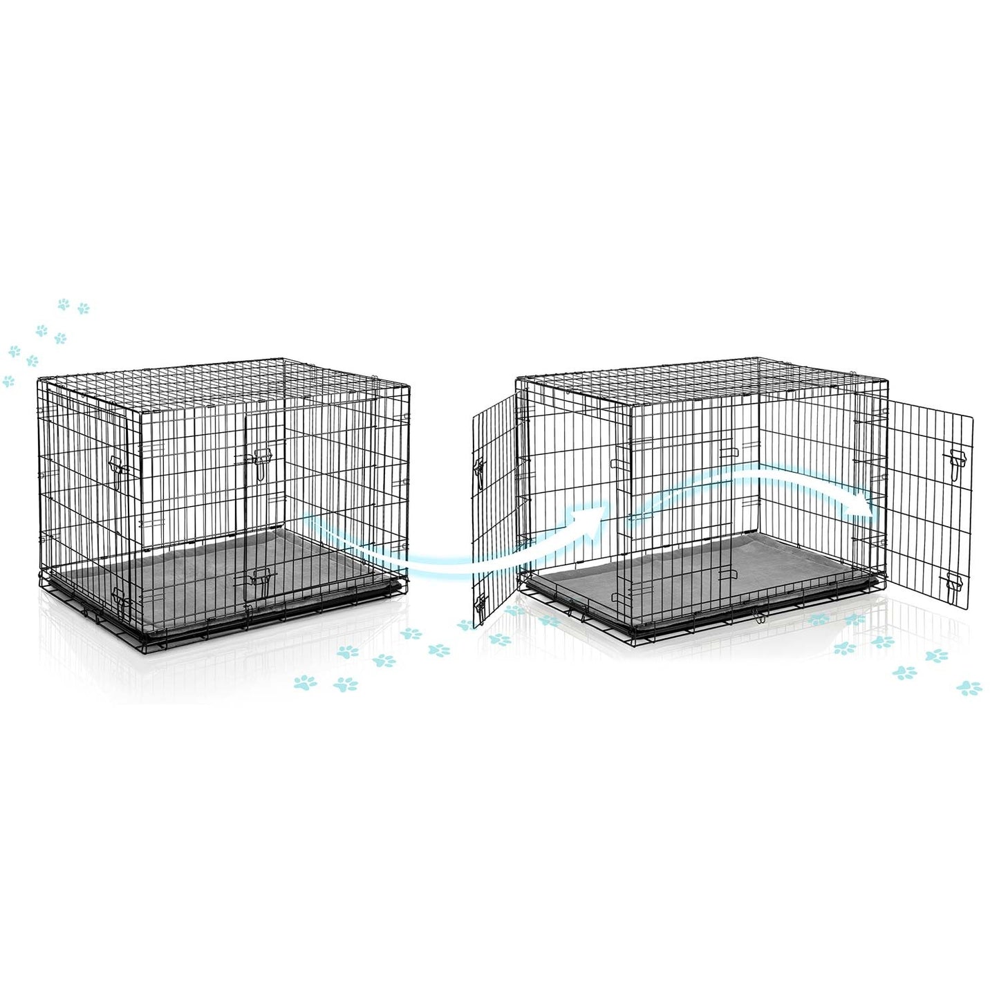 Large Dog Crate with Bed, Metal, 107 x 71 x 77 cm