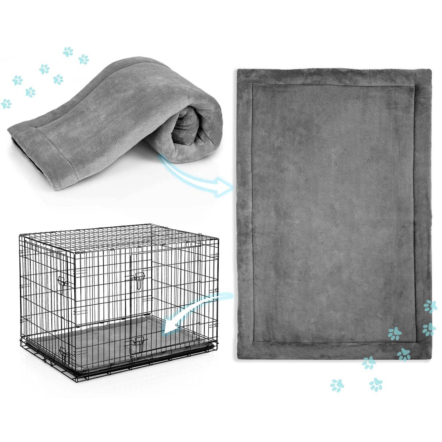 Large Dog Crate with Bed, Metal, 107 x 71 x 77 cm