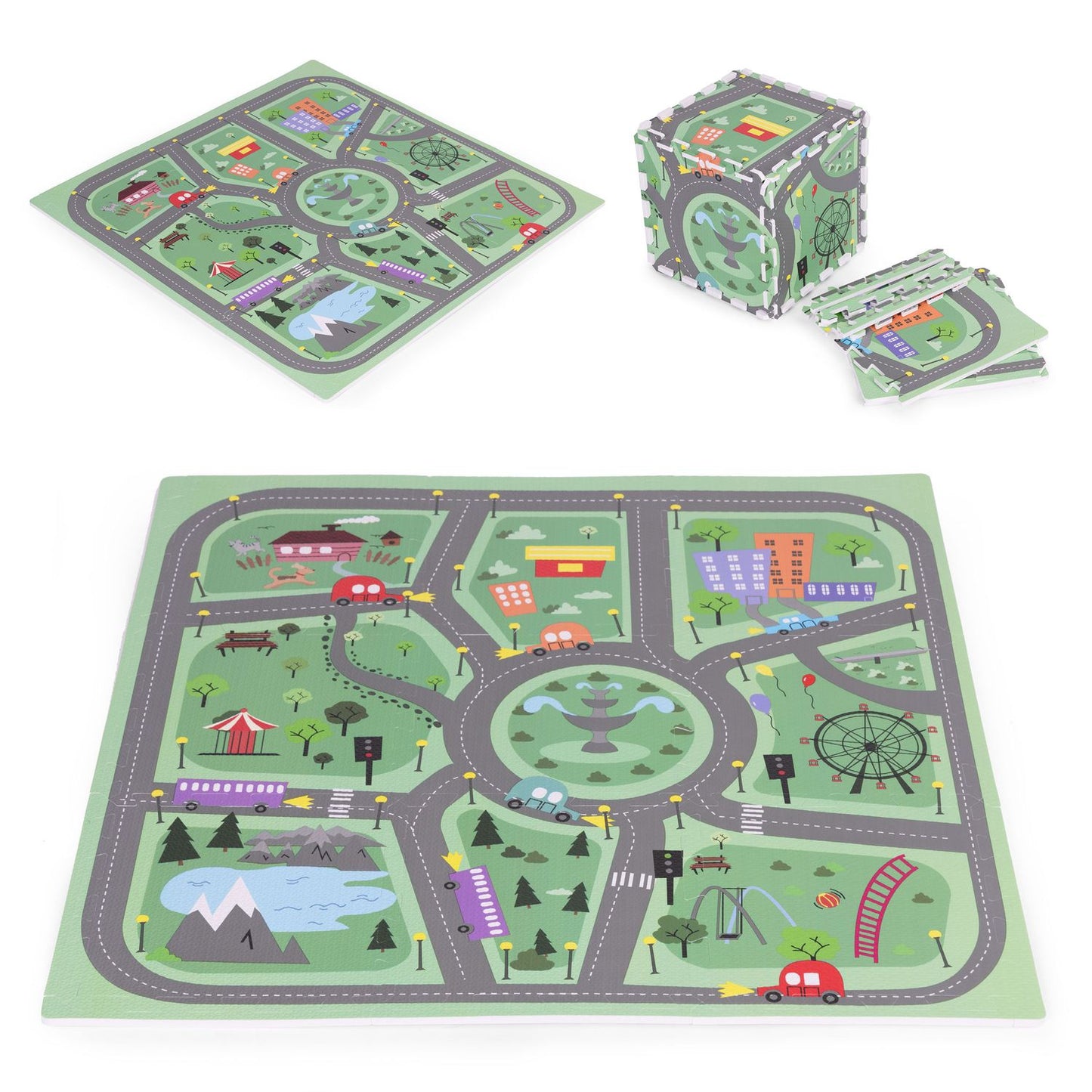 Large EVA foam mat for children City 90.5x90.5 cm 21 pcs ECOTOYS