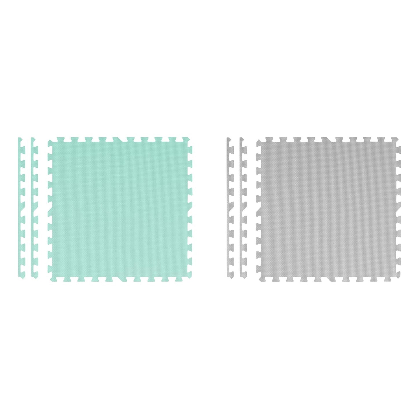 Large Foam Puzzle Mat, 180x180cm, 9 Pieces, Gray-Turquoise