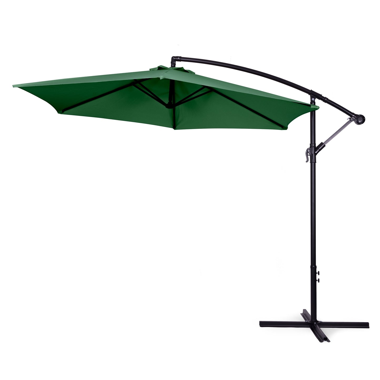 Large Garden Parasol with Cantilever Arm, Foldable 3 m, Green, 6 Ribs MultiGarden