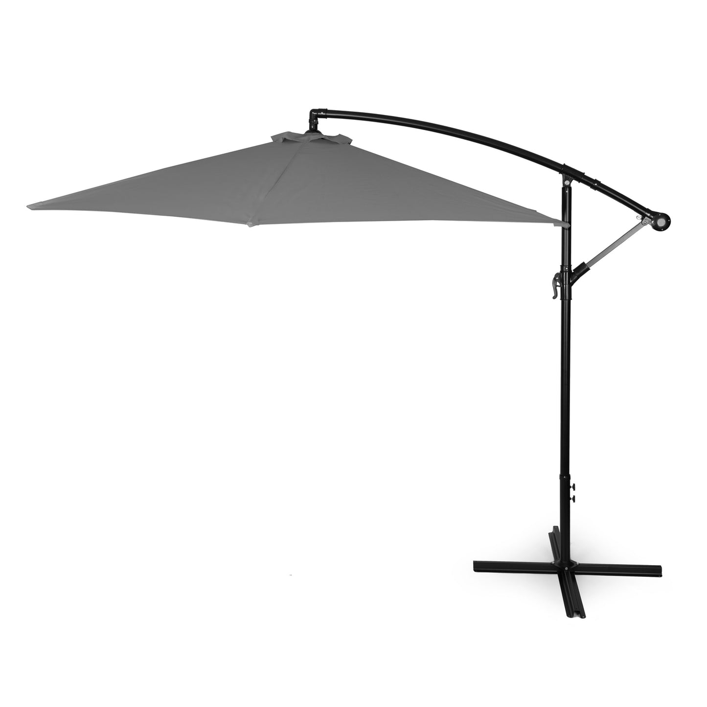 Large Garden Parasol with Cantilever Arm, Foldable 3 m, Grey, 6 Ribs MultiGarden