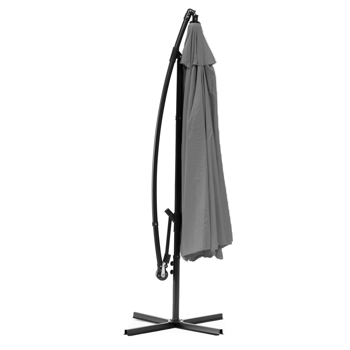 Large Garden Parasol with Cantilever Arm, Foldable 3 m, Grey, 6 Ribs MultiGarden