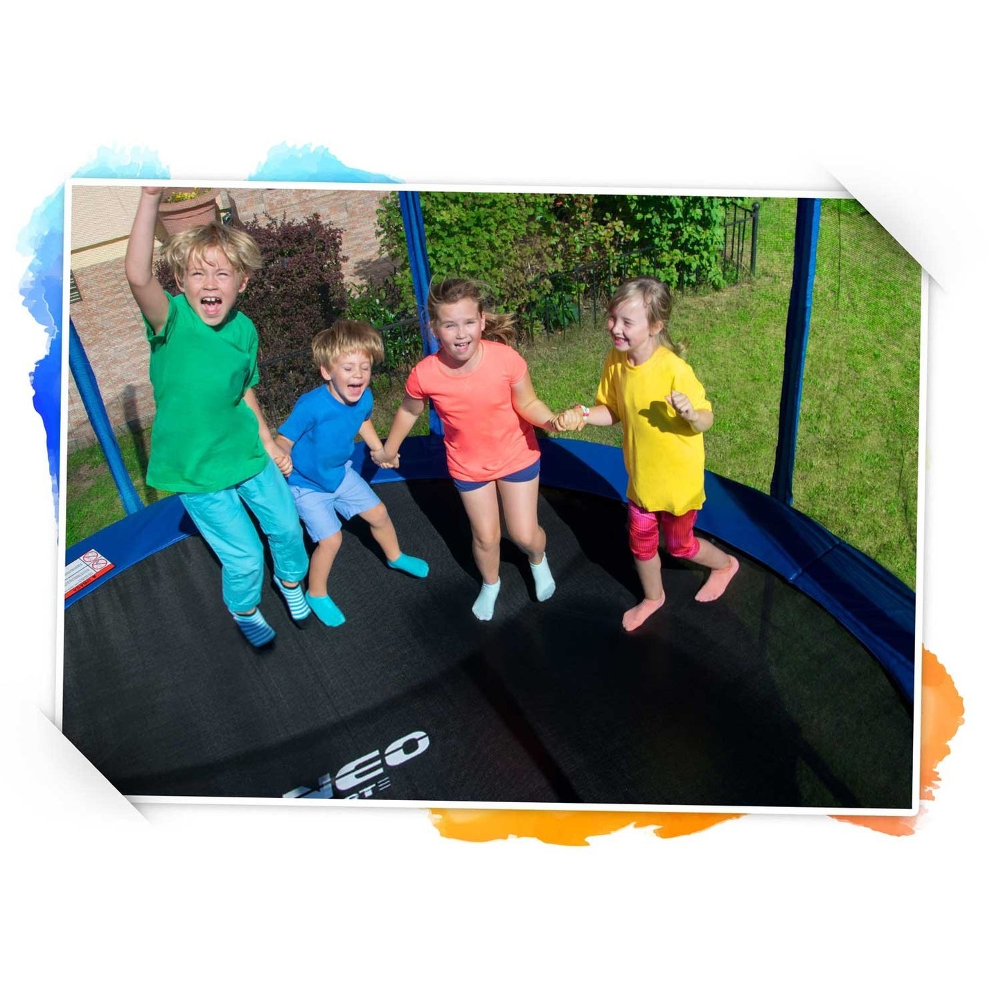 Large Garden Trampoline 374 cm with Outer Net and Ladder from Neo-Sport