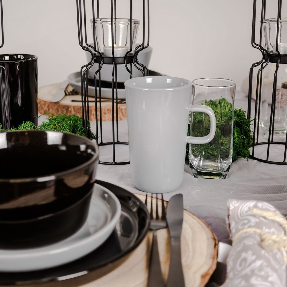 Large Gray Porcelain Mug - 530 ml for Coffee and Tea