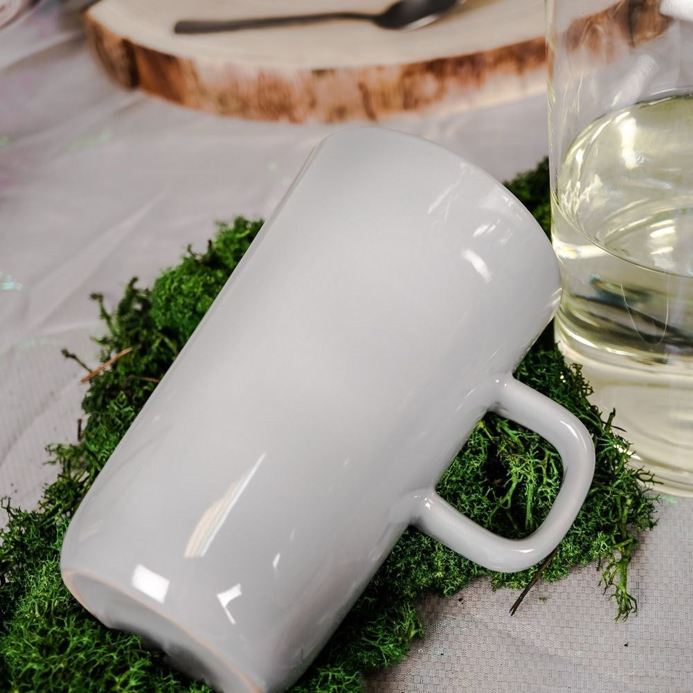 Large Gray Porcelain Mug - 530 ml for Coffee and Tea