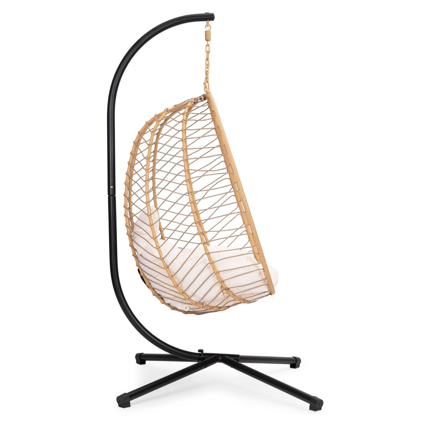 Large Hanging Egg Chair Freestanding Garden Swing up to 120 kg + Cushions MultiGarden