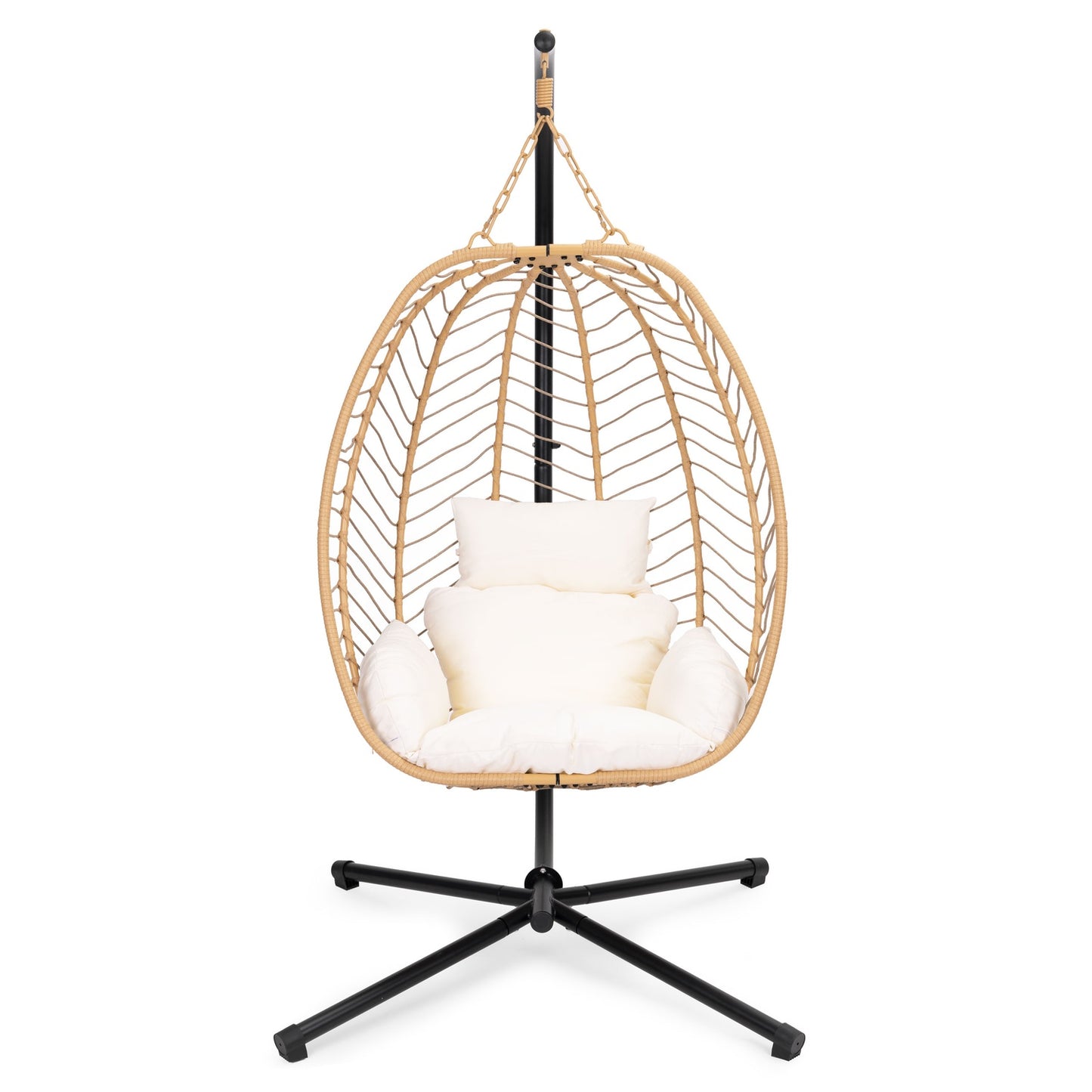 Large Hanging Egg Chair Freestanding Garden Swing up to 120 kg + Cushions MultiGarden