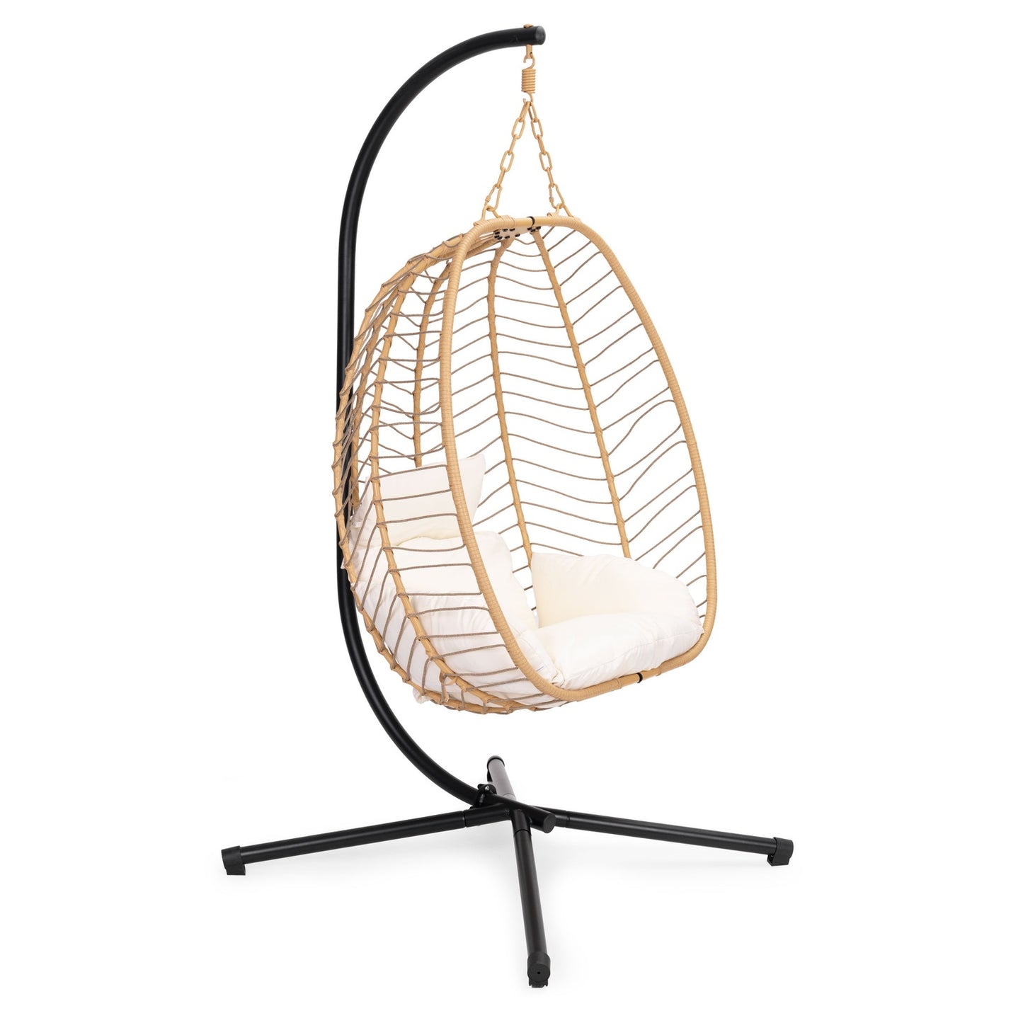 Large Hanging Egg Chair Freestanding Garden Swing up to 120 kg + Cushions MultiGarden