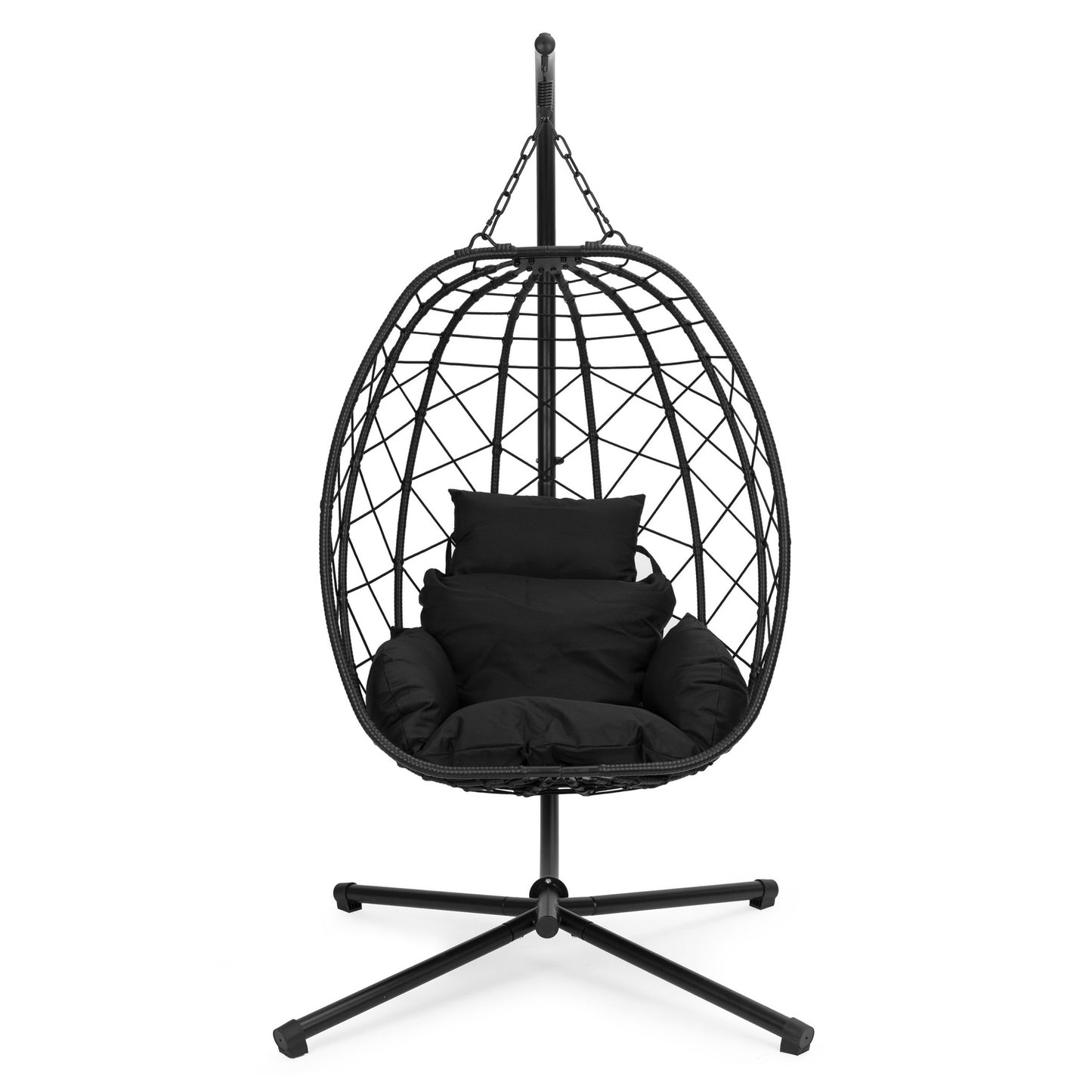 Large Hanging Egg Chair Freestanding Swing for Garden up to 120 kg + Cushions MultiGarden