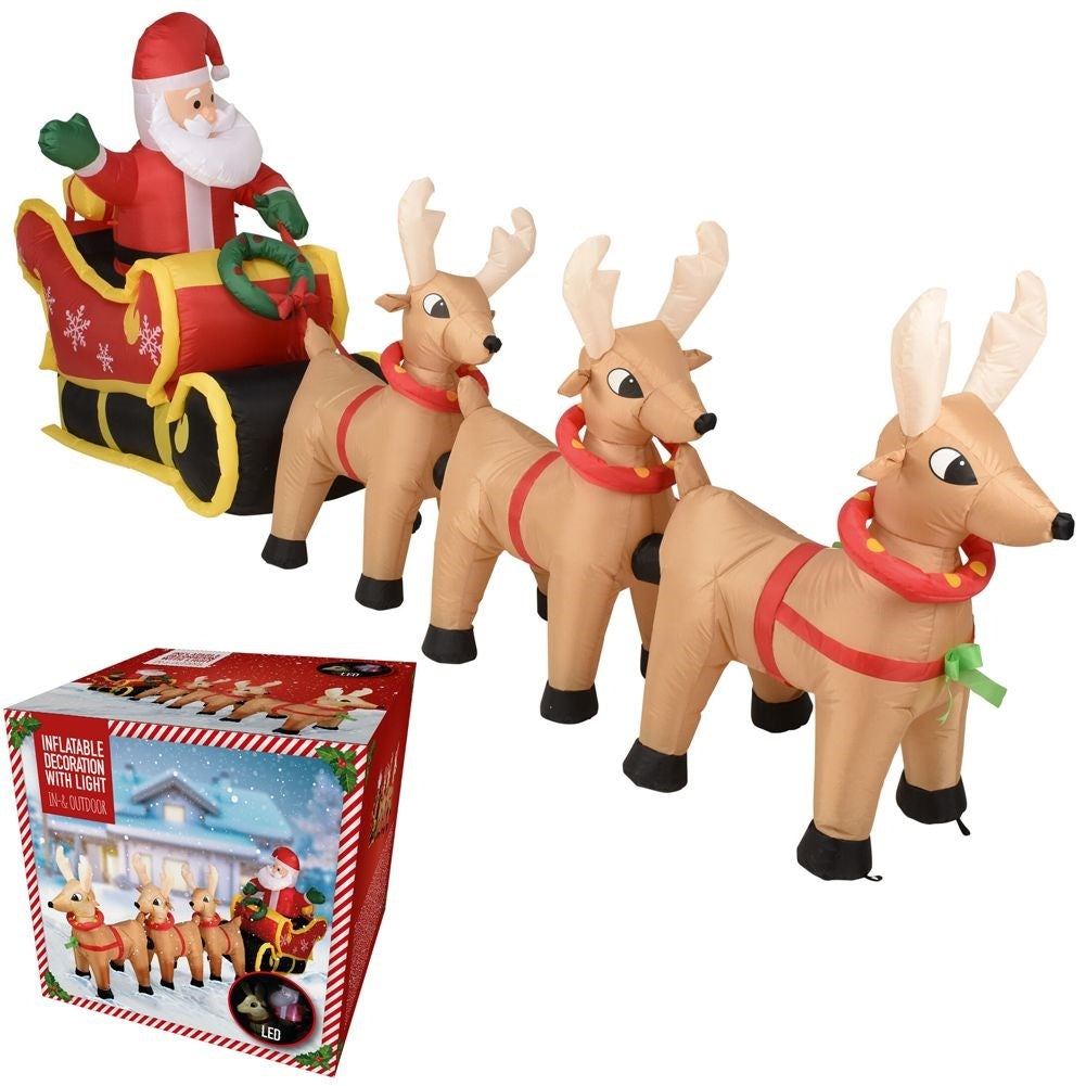 Large Inflatable Santa Claus with LED sleigh and Reindeer