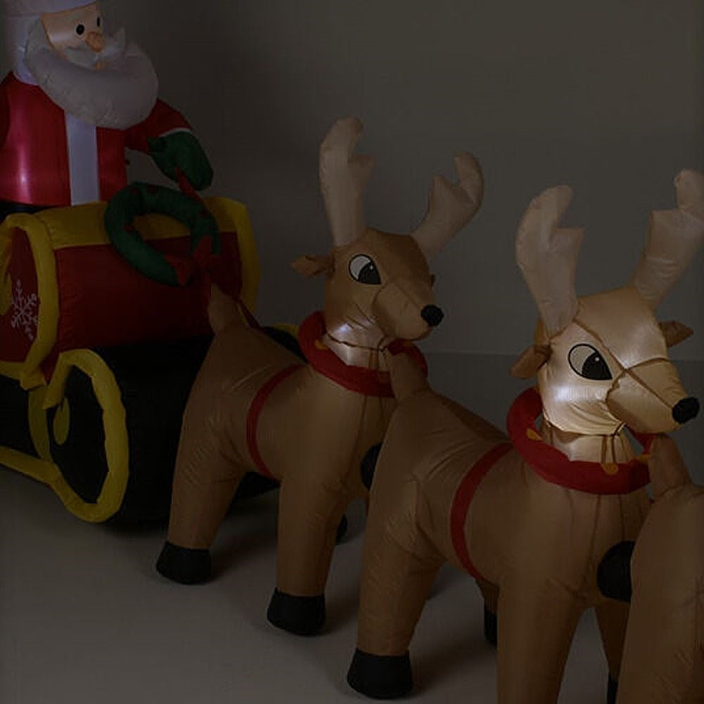 Large Inflatable Santa Claus with LED sleigh and Reindeer