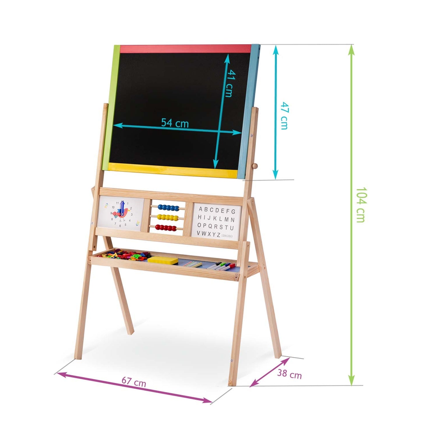 Large Magnetic Rotating Chalkboard with Clock Ricokids - Multicolored