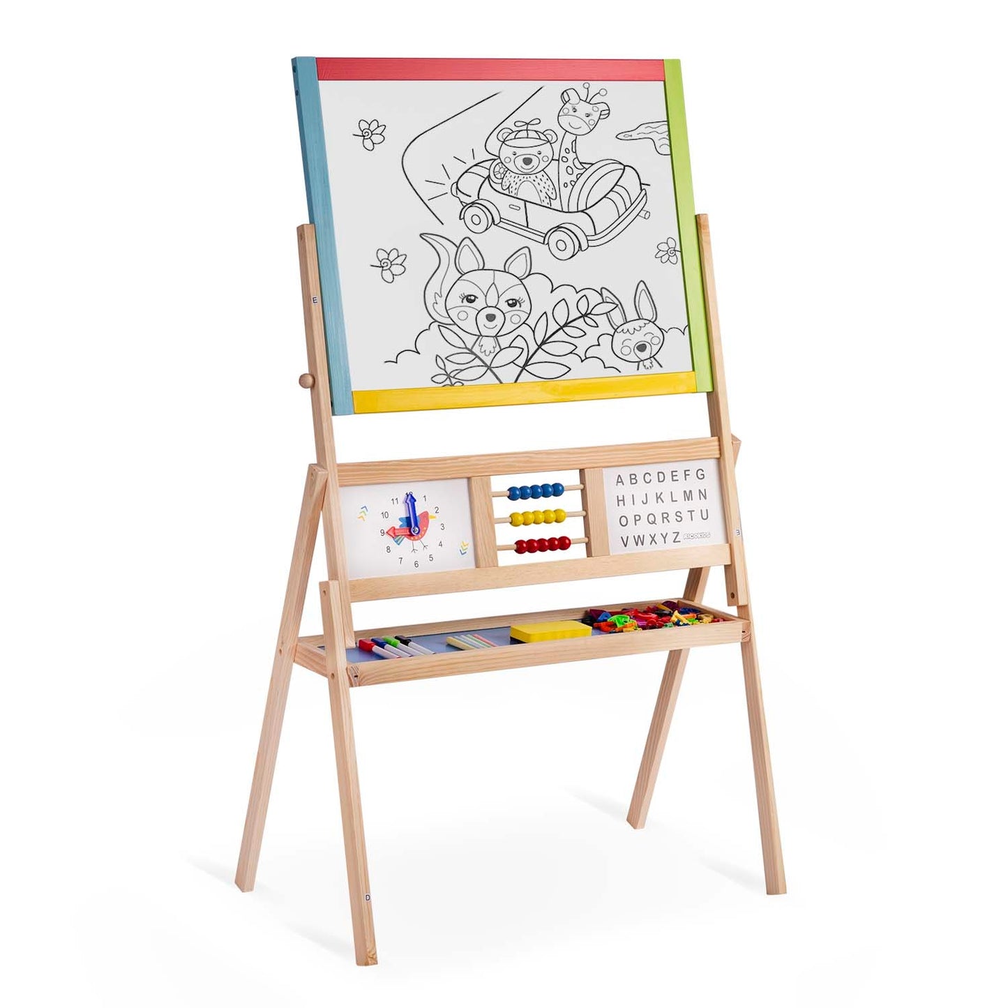 Large Magnetic Rotating Chalkboard with Clock Ricokids - Multicolored