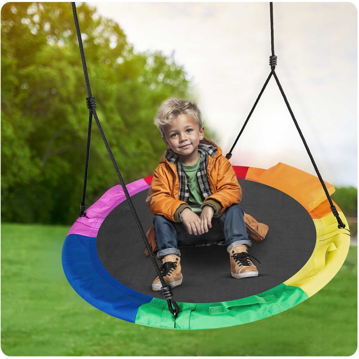 Large Multicolored Hanging Swing ""Bocianie Gniazdo"" XXL 110 cm