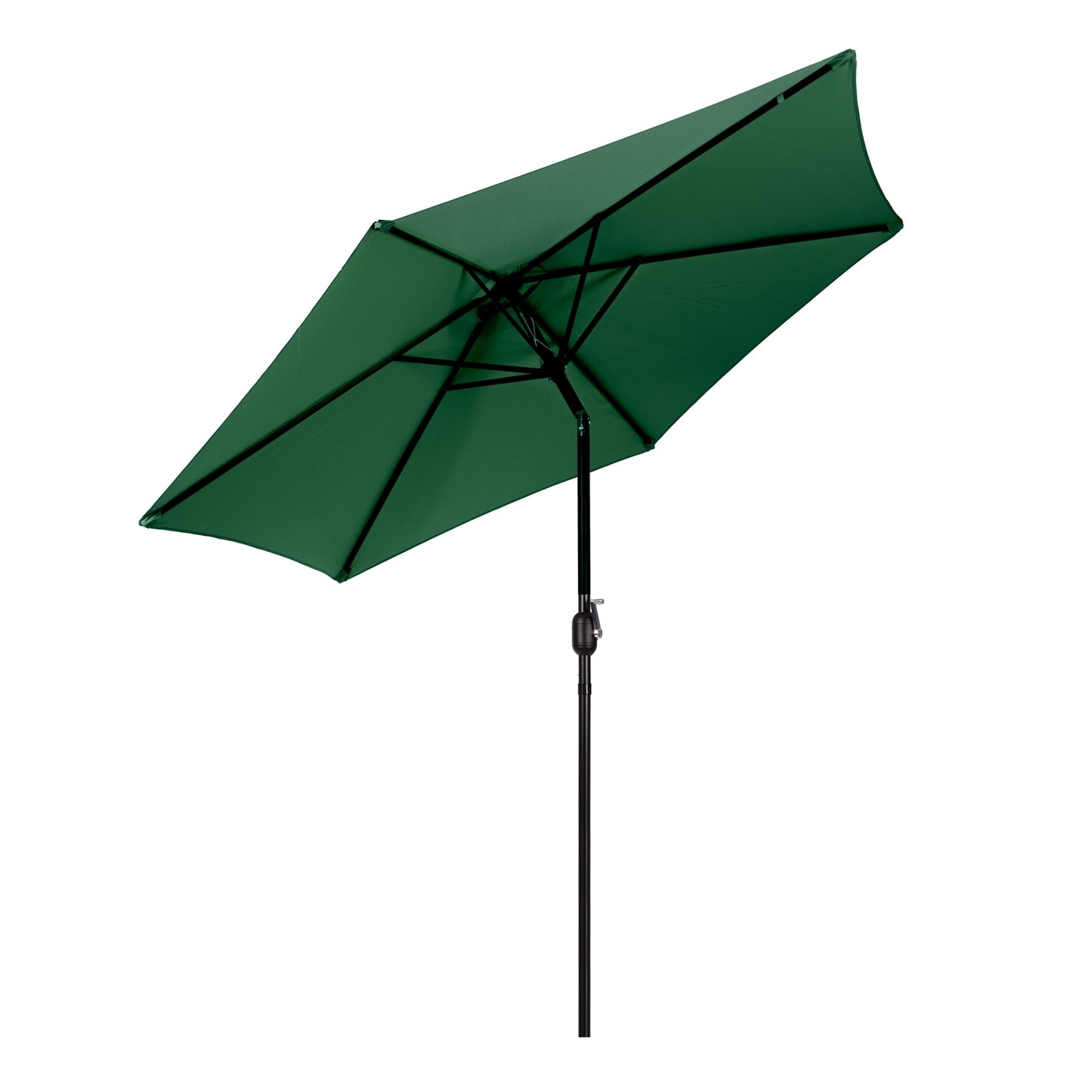 Large Tilted Garden Parasol with Crank, 6 Ribs, Green, 270 cm MultiGarden