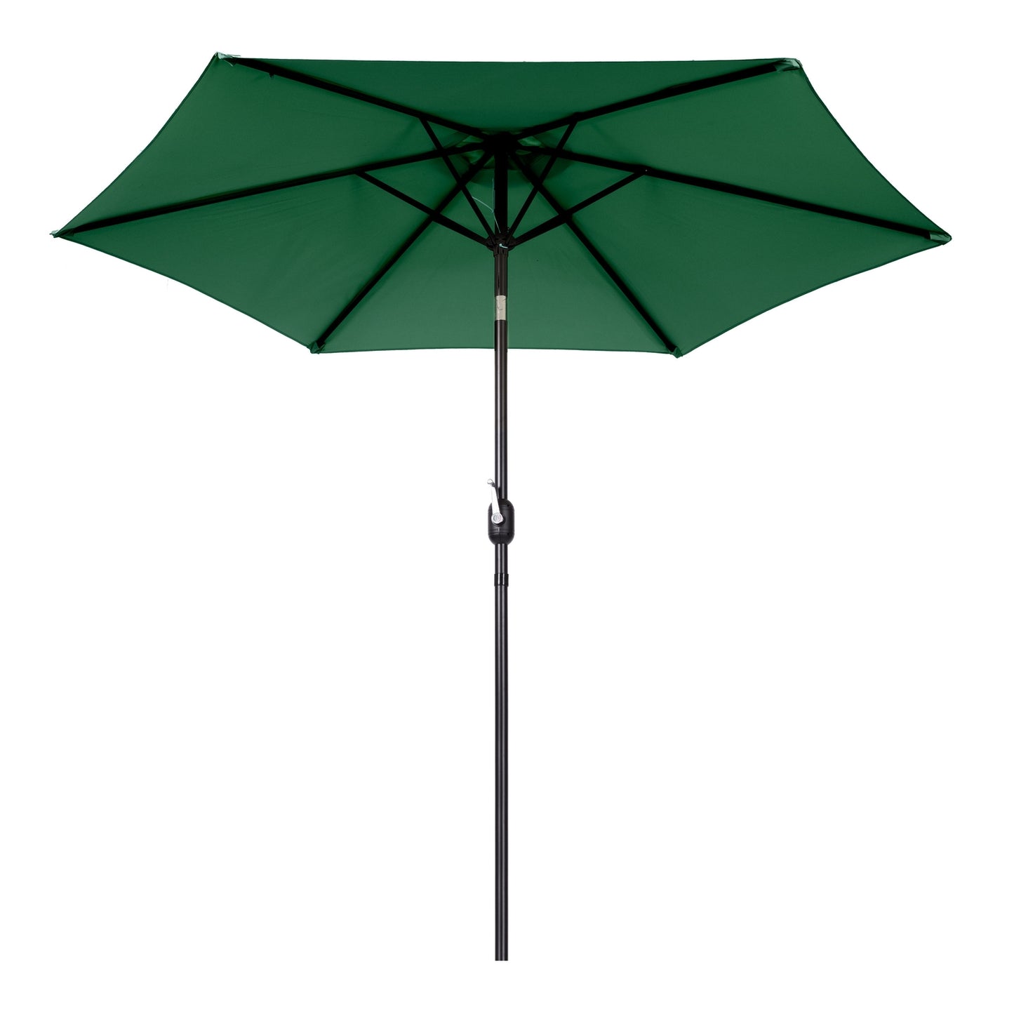 Large Tilted Garden Parasol with Crank, 6 Ribs, Green, 270 cm MultiGarden