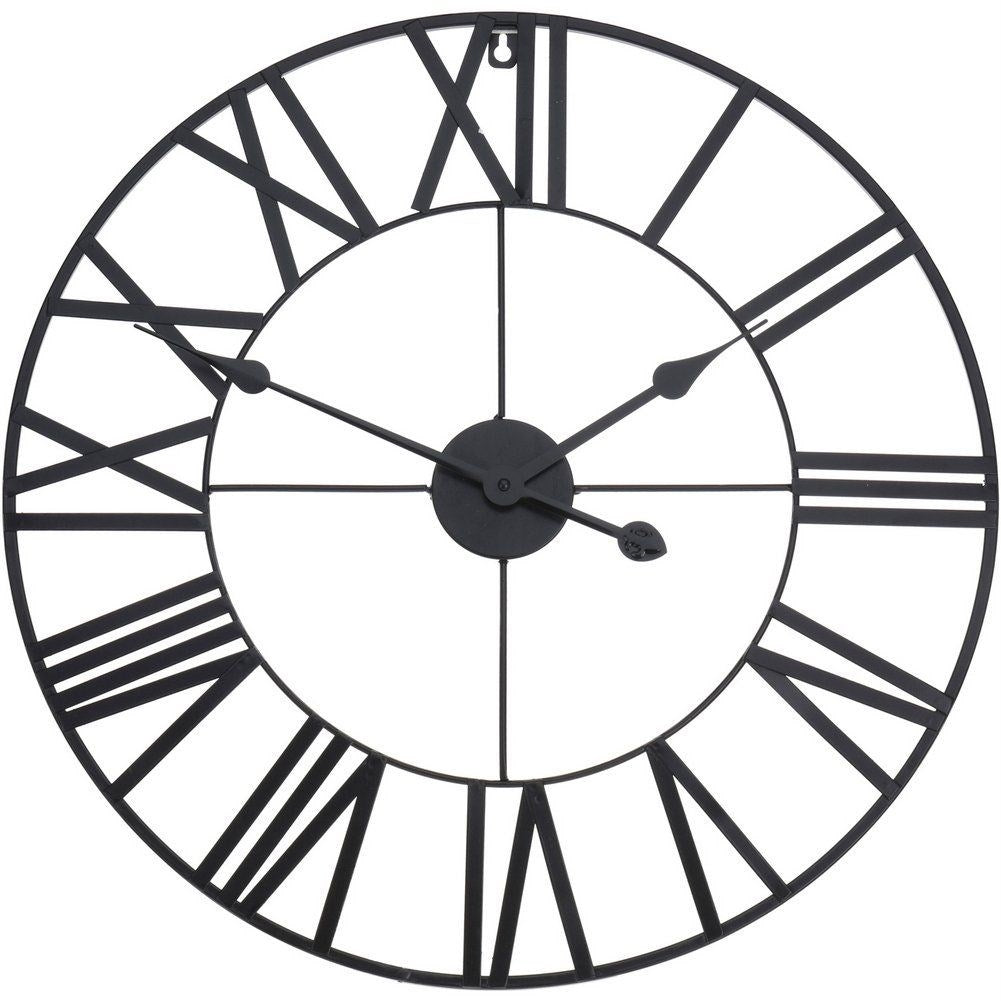 Large Wall Clock in Black Metal for Lofts and Modern Homes