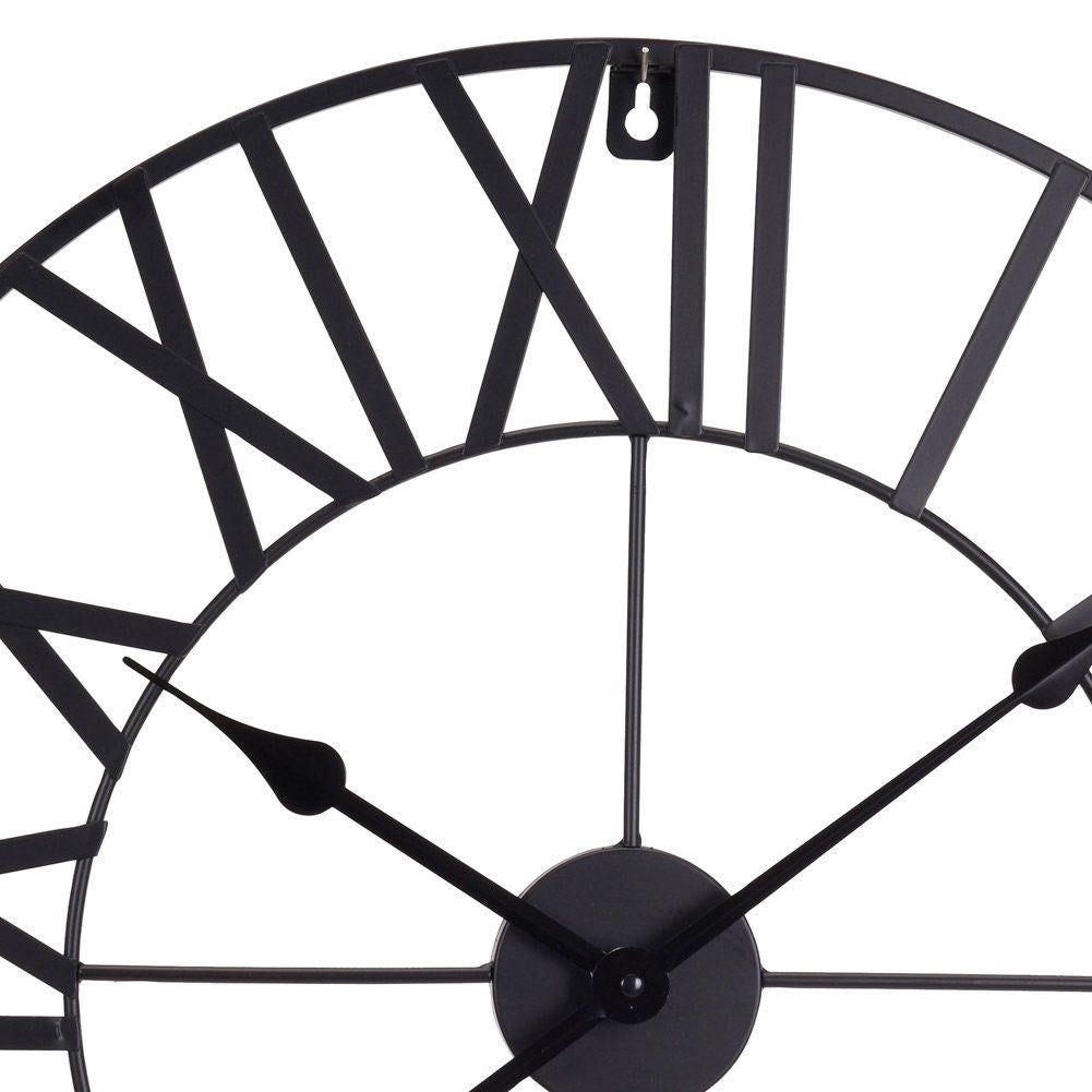 Large Wall Clock in Black Metal for Lofts and Modern Homes