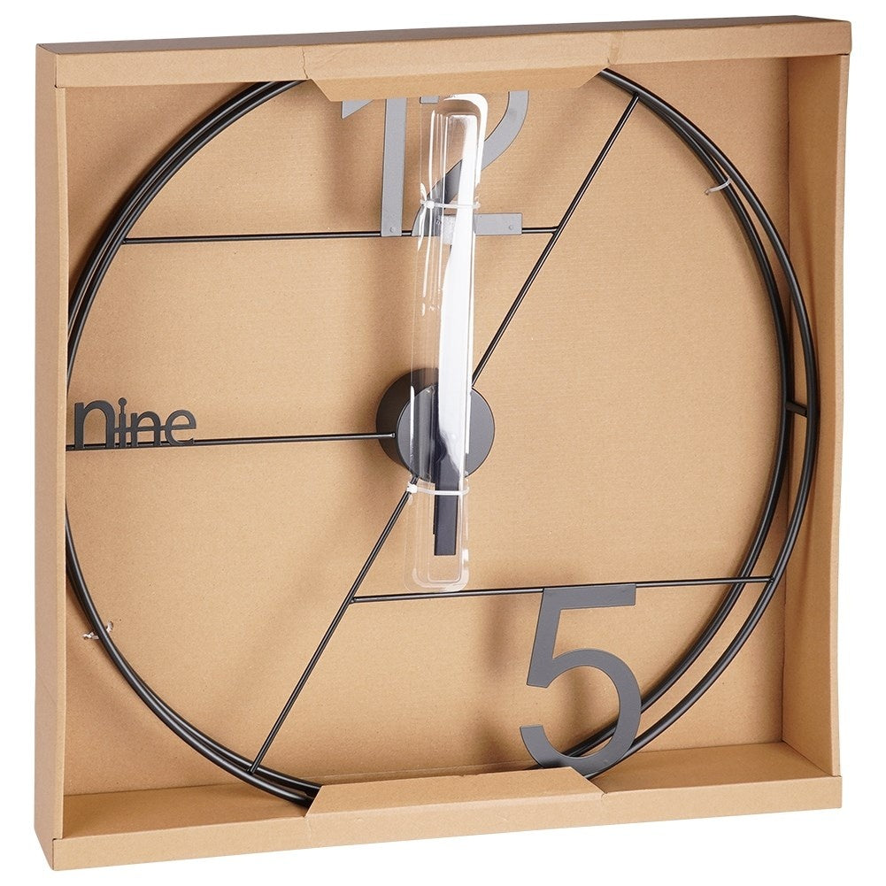 Large Wall Clock in Black Metal with Minimalist Design