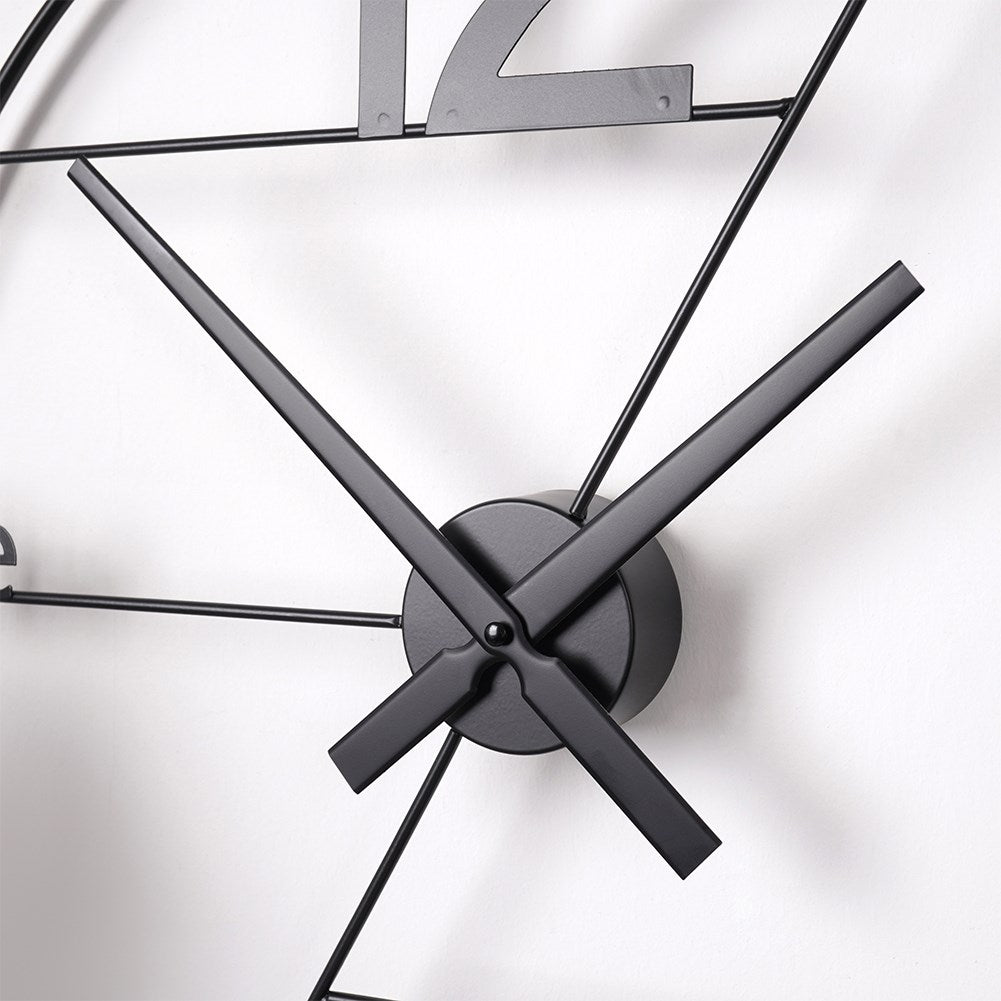 Large Wall Clock in Black Metal with Minimalist Design