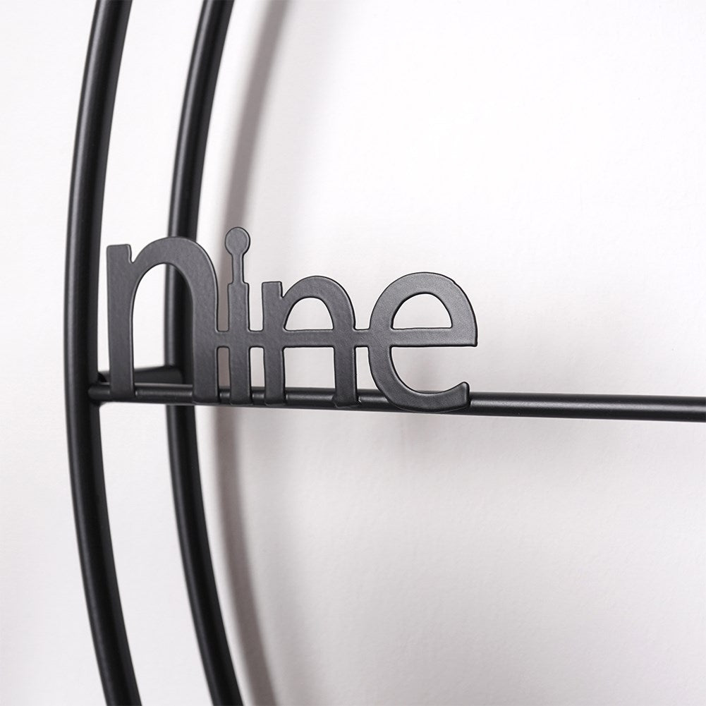 Large Wall Clock in Black Metal with Minimalist Design