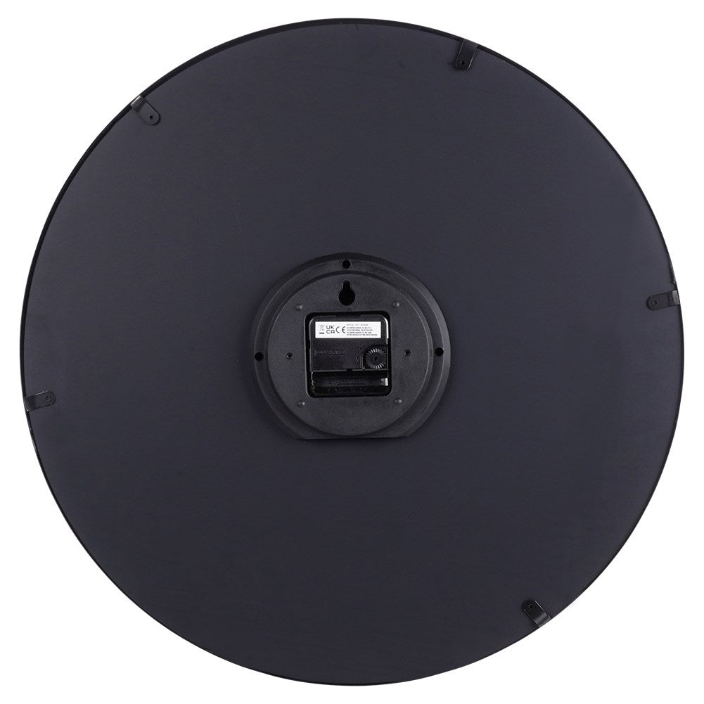 Large Wall Clock in Black Metal with Mirror Dial