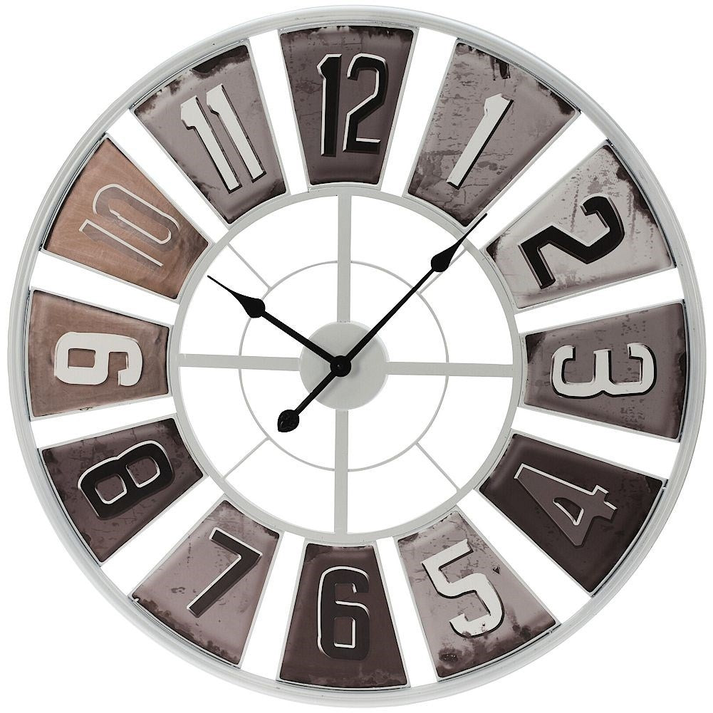 Large Wall Clock in White Metal for Loft and Modern Interiors