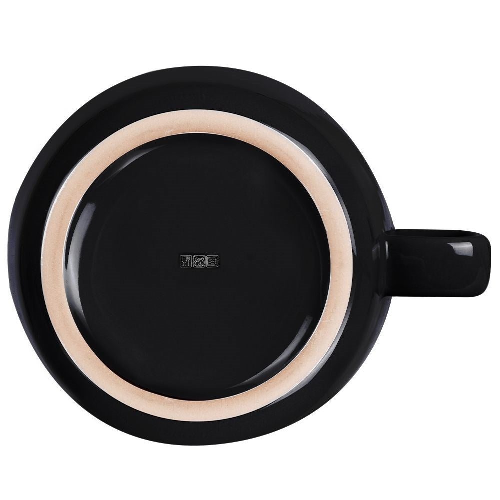 Large black porcelain mug 500 ml with comfortable handle