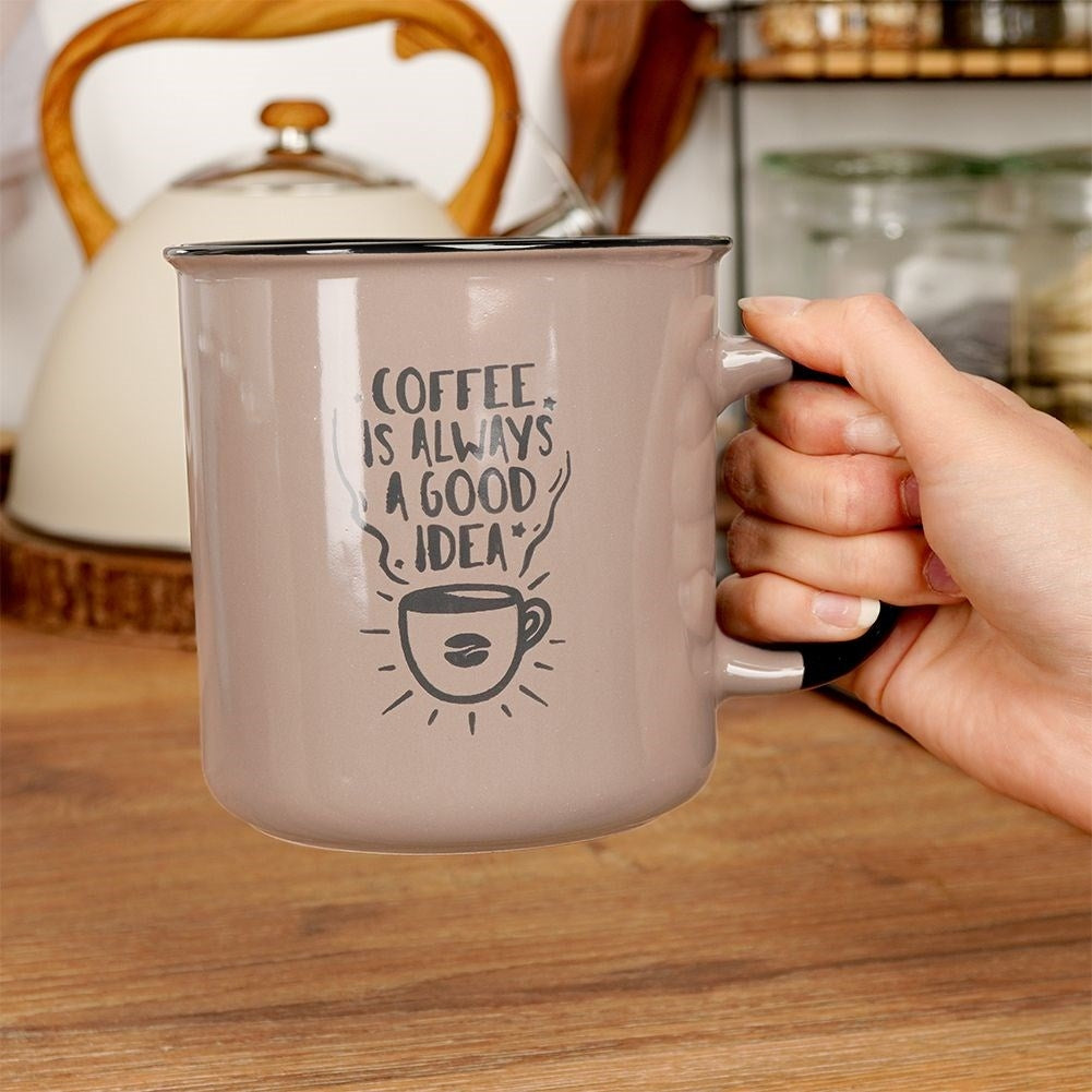 Large brown ceramic mug 700 ml, microwave and dishwasher safe