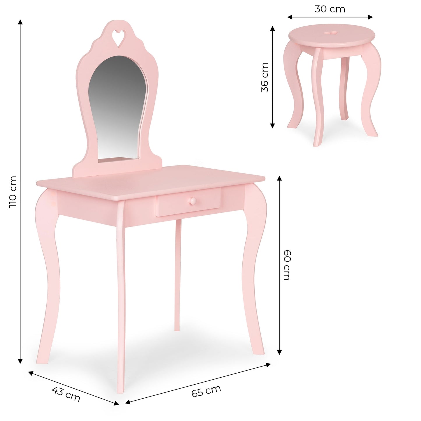 Large children's dressing table with a mirror for a girl