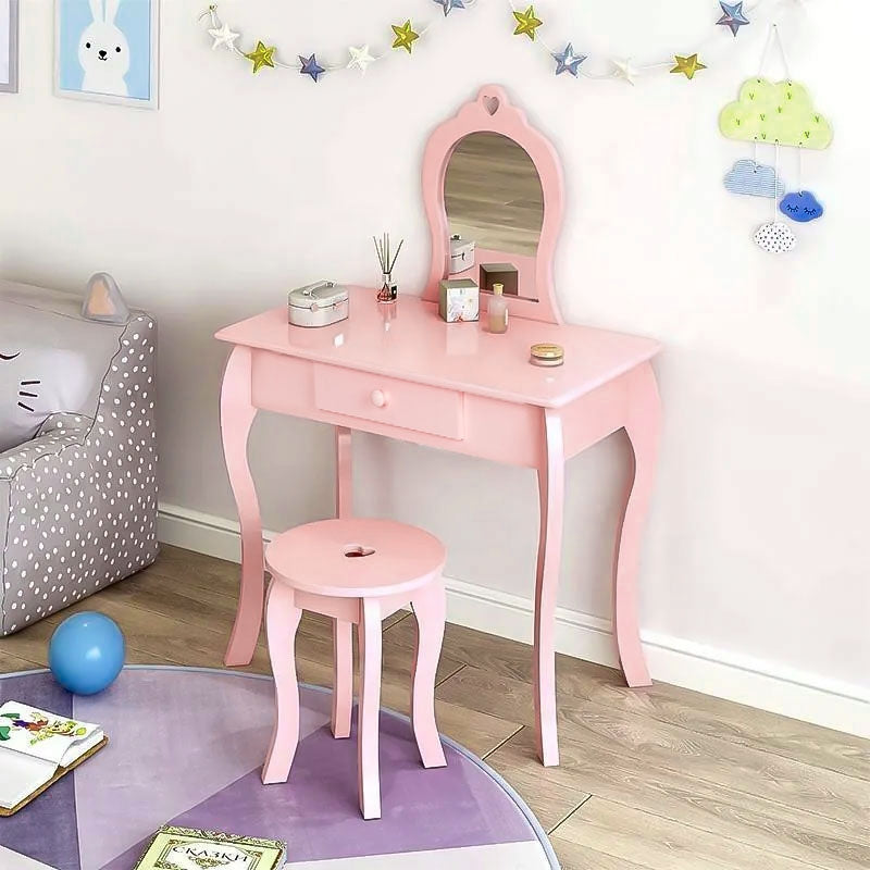 Large children's dressing table with a mirror for a girl