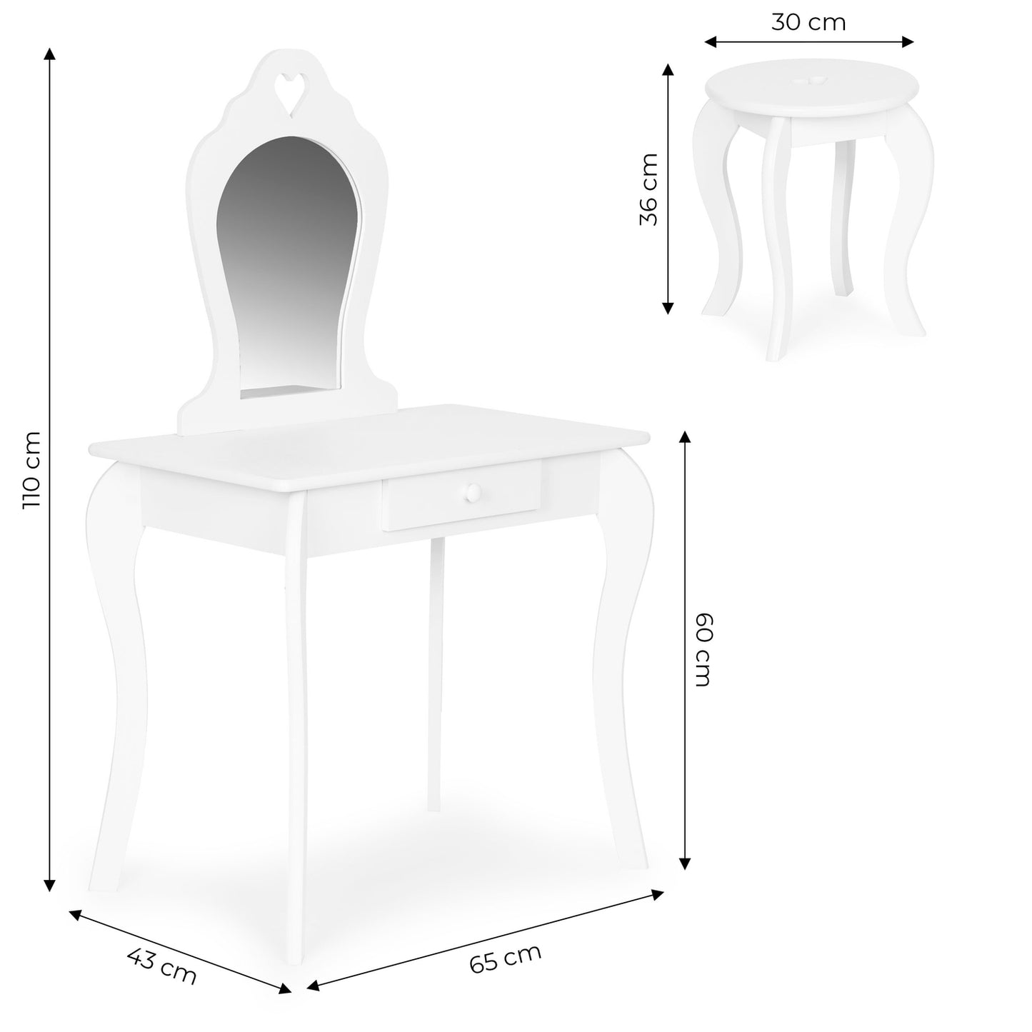 Large children's dressing table with a mirror for a girl