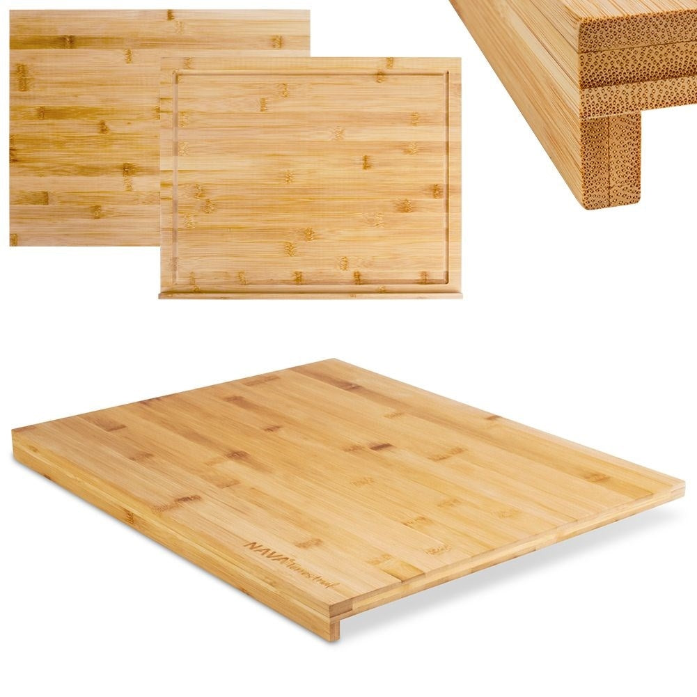 Large cutting board in durable bamboo with edge