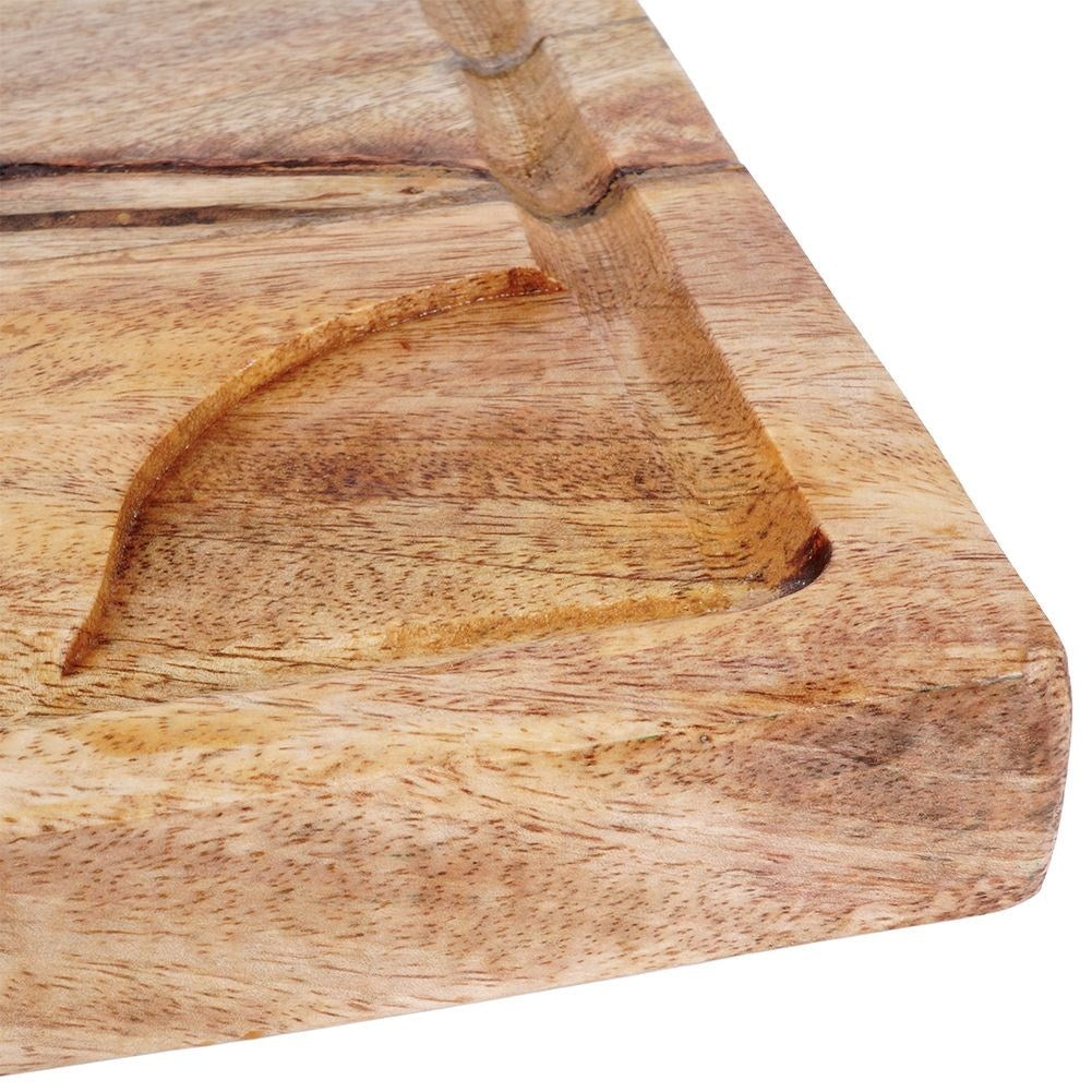 Large cutting board in mango wood with a practical chute