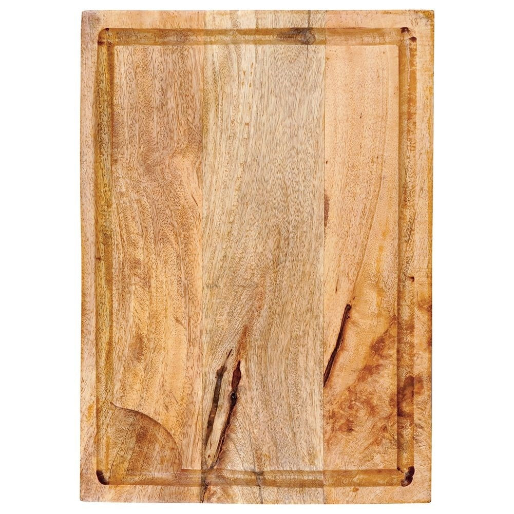 Large cutting board in mango wood with a practical chute