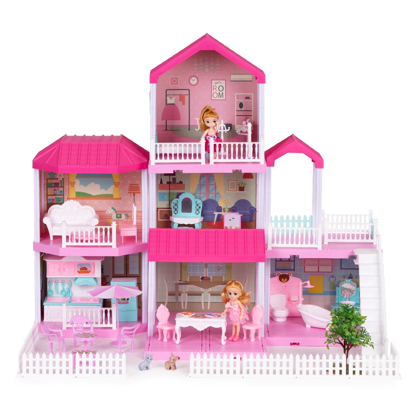 Large dollhouse foldable Villa + furniture doll garden