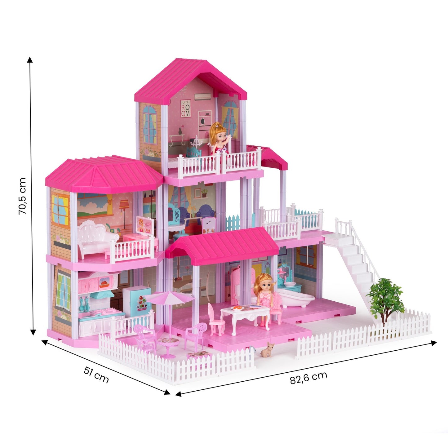 Large dollhouse foldable Villa + furniture doll garden