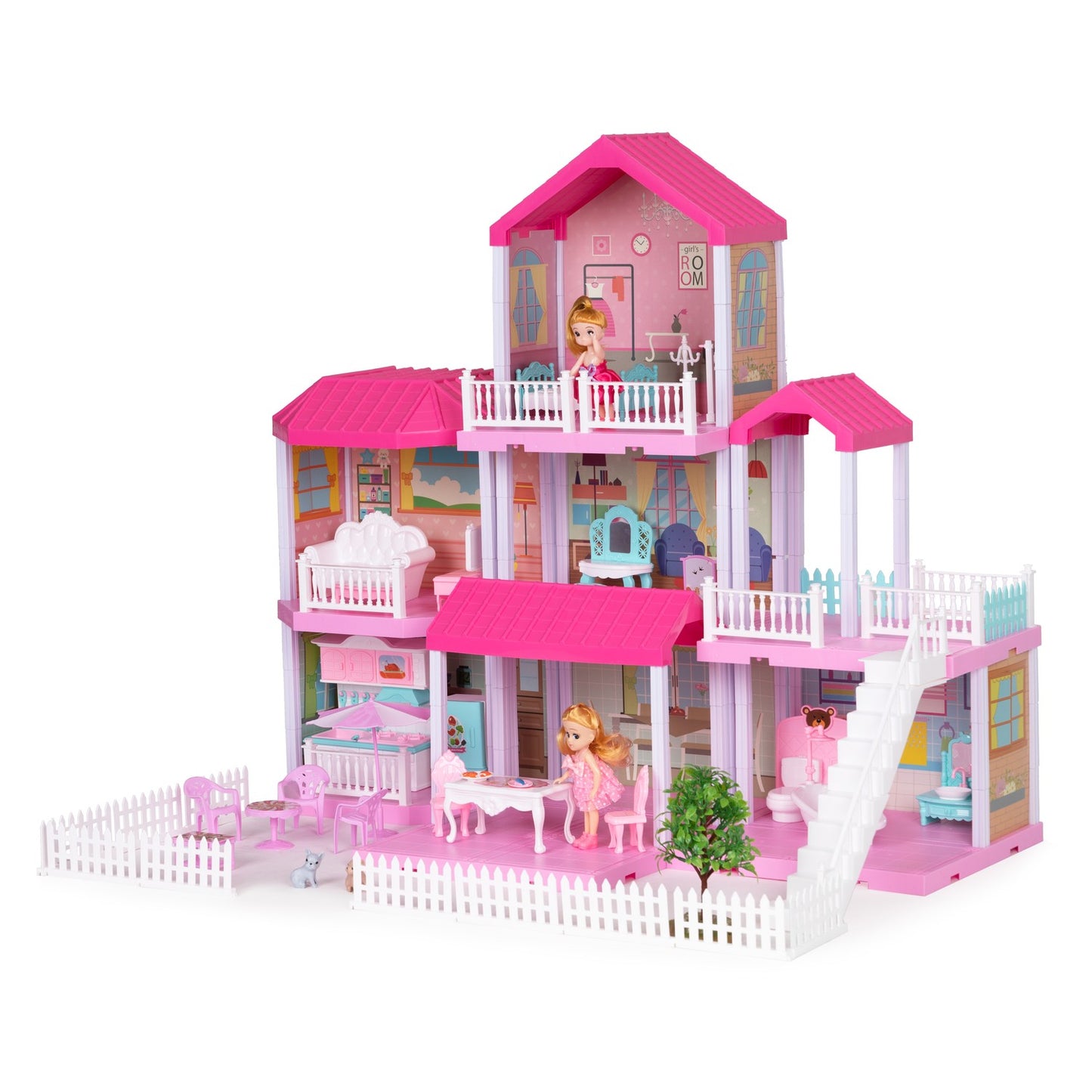Large dollhouse foldable Villa + furniture doll garden